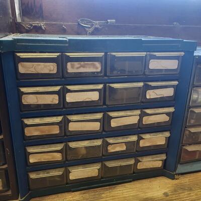 SMALL METAL ORGANIZATIONAL DRAWERS- FULL OF SCREWS & NAILS