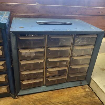 SMALL METAL ORGANIZATIONAL DRAWERS- FULL OF SCREWS & NAILS