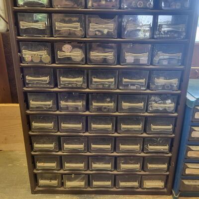 SMALL METAL ORGANIZATIONAL DRAWERS- FULL OF SCREWS & NAILS