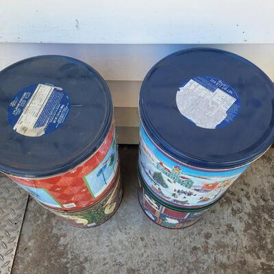 EMPTY METAL STORAGE BINS - CHRISTMAS THEMED
