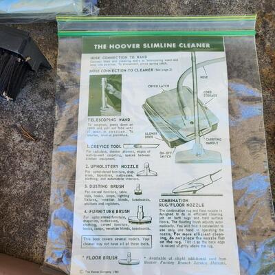 FANTASTIC VINTAGE HOOVER SLIMLINE WORKING VACUUM W/ LOTS OF ACCESSORIES