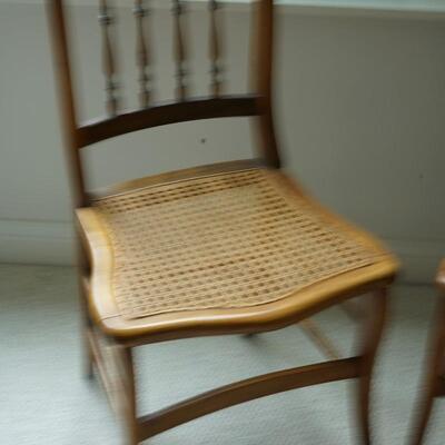 ANTIQUE PAIR OF 1870'S WALNUT SPINDLE BACK CANED CHAIRS VERY GOOD -