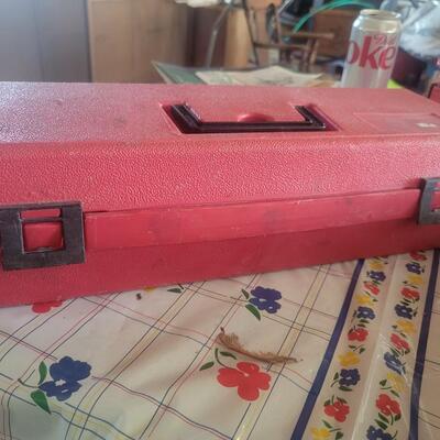 PLASTIC TOOL BOX FULL OF TOOLS - MISC