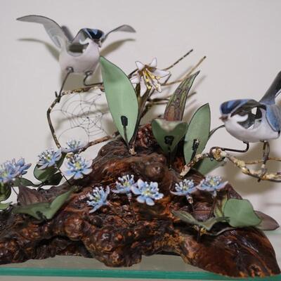EXCELLENT EXAMPLE OF THE NORMAN BRUMM BIRD GROUPING COPPER ON ENAMEL SCULPTURE