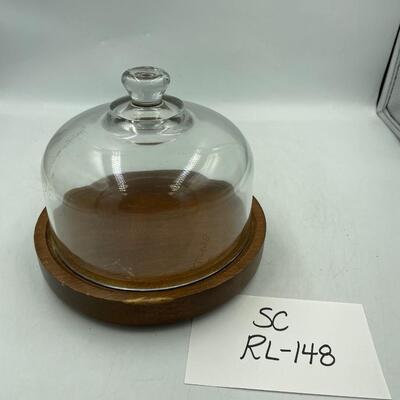 Vintage cheese tray with glass dome