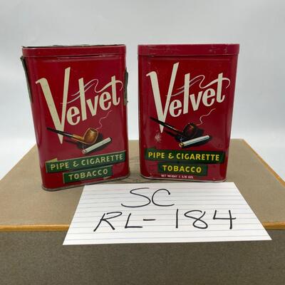 Velvet pipe and cigarette tins