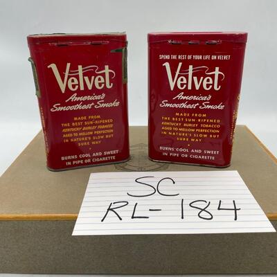 Velvet pipe and cigarette tins