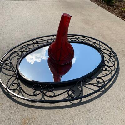 Wrought iron mirror wall hanging or table decor/centerpiece
