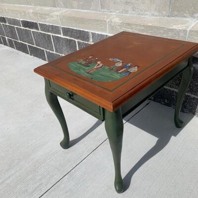 Golf lovers side table- hand painted- wooden