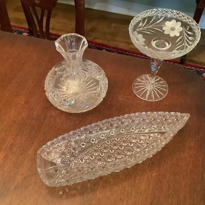 Glass candy dish, relish tray, and decanter base