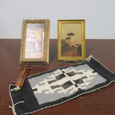 Framed Pictures & Weaved Navajo Piece