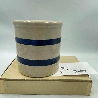 Robinson Ransbottom Roseville blue striped crock