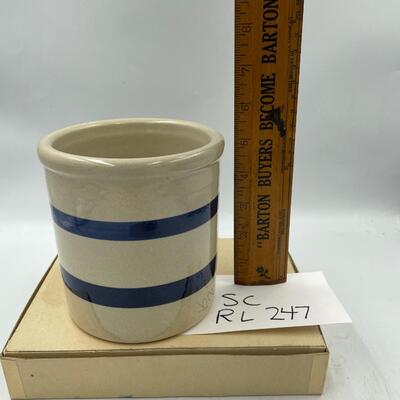 Robinson Ransbottom Roseville blue striped crock
