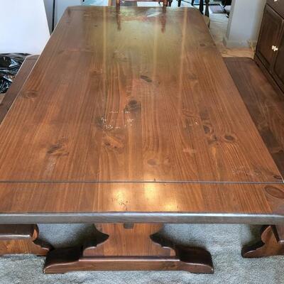 Ethan Allen Table 2 Benches 2 Chairs