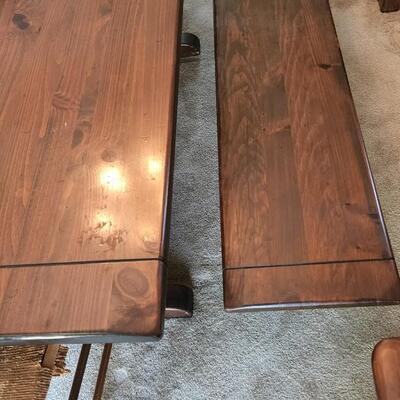 Ethan Allen Table 2 Benches 2 Chairs