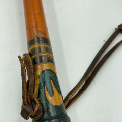 Vintage Aztec Mexican folk art piÃ±ata bat stick