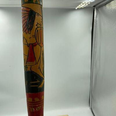 Vintage Aztec Mexican folk art piÃ±ata bat stick