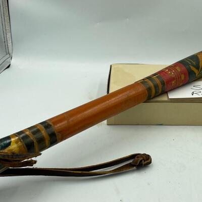 Vintage Aztec Mexican folk art piÃ±ata bat stick