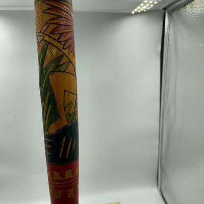 Vintage Aztec Mexican folk art piÃ±ata bat stick