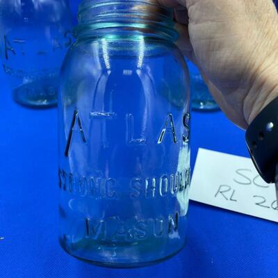 Set of 3 atlas qt blue jars