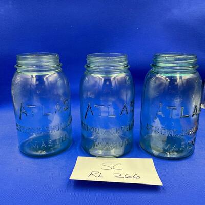 Set of 3 atlas qt blue jars