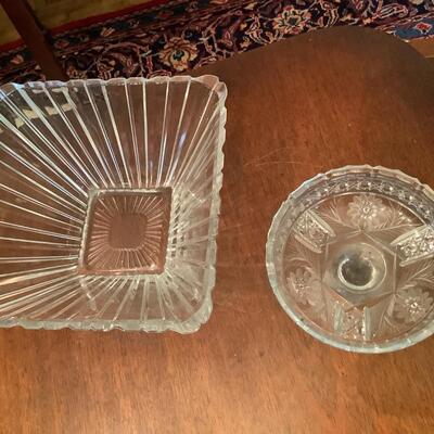 Glass square bowl & pedestal candy dish