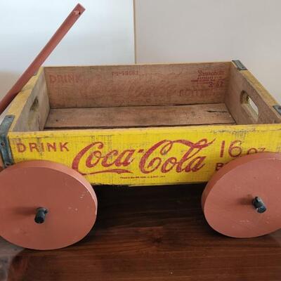 Vintage Coca-Cola Wood Crate Box Wagon Conversion
