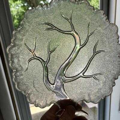 8 Hazel Atlas Vintage Tree of Life Glass Snack Hostess Plates 10