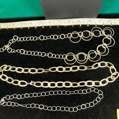 2 handmade SS link chains, 1 textured Silver plate chain