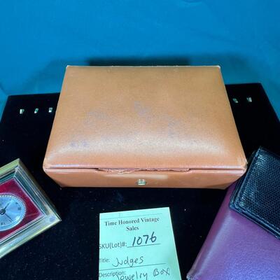 Judge's leather organizer with cufflinks Swiza Sheffield Alarm Clock, 2 lwather wallets