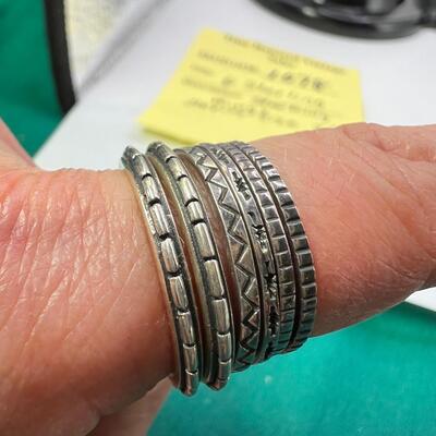 6 stackable sterling rings 12 Grms size 7