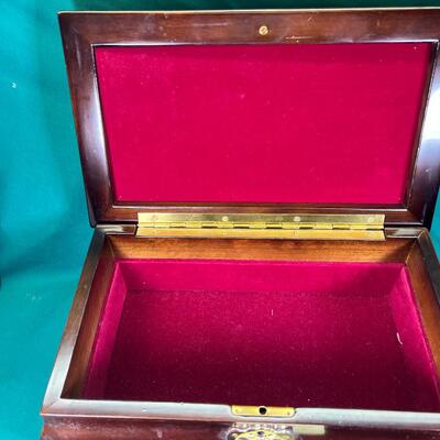 Heavy 6 pound walnut Jewelry box lined in red
