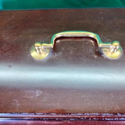 Heavy 6 pound walnut Jewelry box lined in red