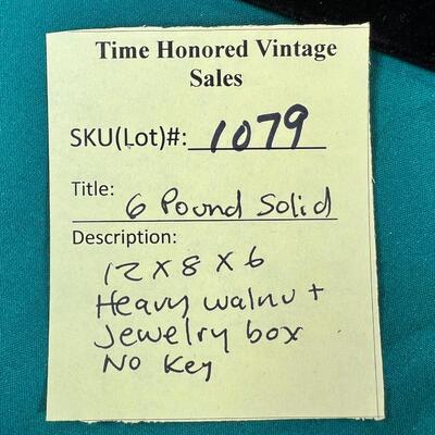 Heavy 6 pound walnut Jewelry box lined in red