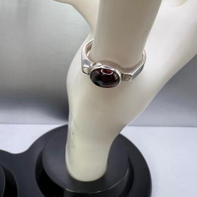 Sterling amethyst rings and clip on earrings, and red jasper clip ons