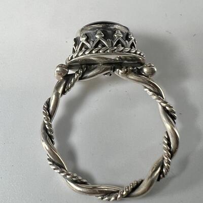 Sterling and Amythst cuff bracelet, 2 pairs sterling clip ons with Amythst and 1 Sterling Amythst ring size 7