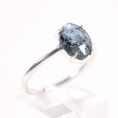 Sterling Blue Gemstone Ring, Size 8.75