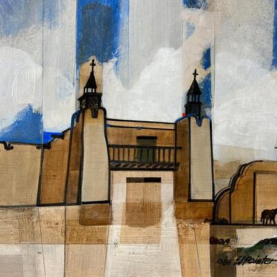Ed Pointer Painting Taos Famous Las Trampas Adobe Church