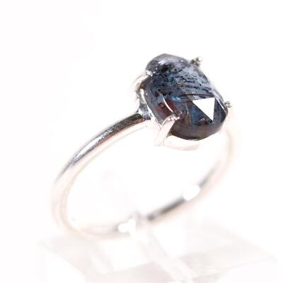 Sterling Blue Gemstone Ring, Size 6.5