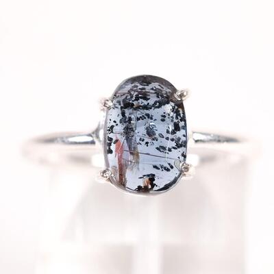 Sterling Blue Gemstone Ring, Size 6.5