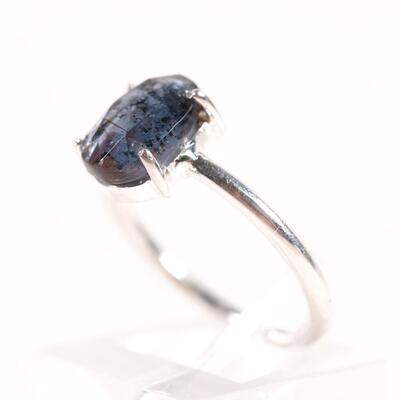 Sterling Blue Gemstone Ring, Size 6.5