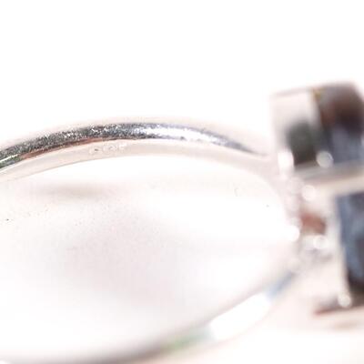 Sterling Blue Gemstone Ring, Size 6.5