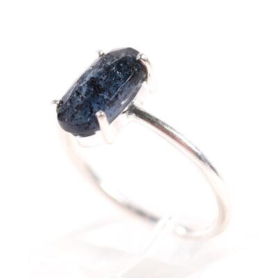 Sterling Blue Gemstone Ring, Size 7