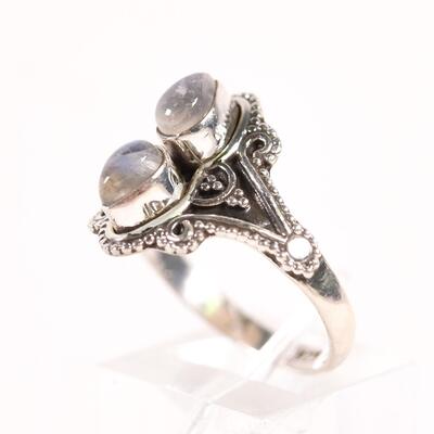 Sterling Double Moonstone Ring, Size 9.5