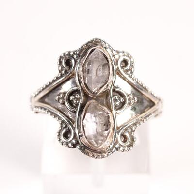 Sterling Double Raw Quartz Ring, Size 9