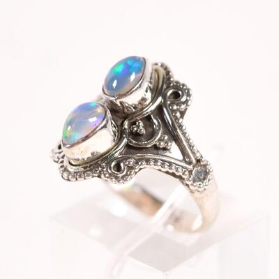 Sterling Opal Gemstone Ring, Size 6.5