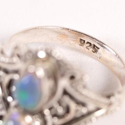 Sterling Opal Gemstone Ring, Size 6.5