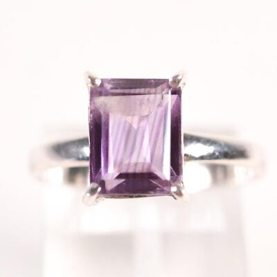 Sterling Iolite Baguette Gemstone Ring, Size 8.25