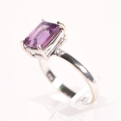 Sterling Iolite Baguette Gemstone Ring, Size 8.25