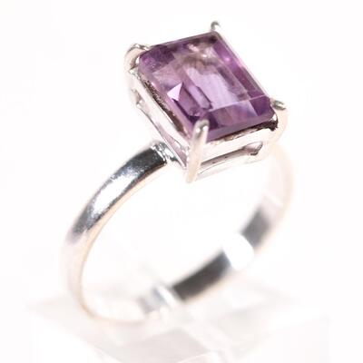 Sterling Iolite Baguette Gemstone Ring, Size 8.25